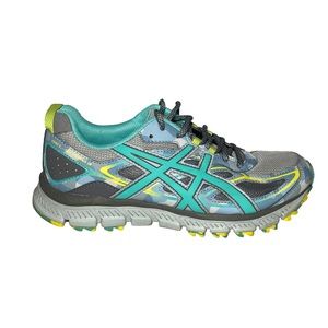 Asics 10 Gel Scram 3 Teal Gray Blue Camo Sneakers